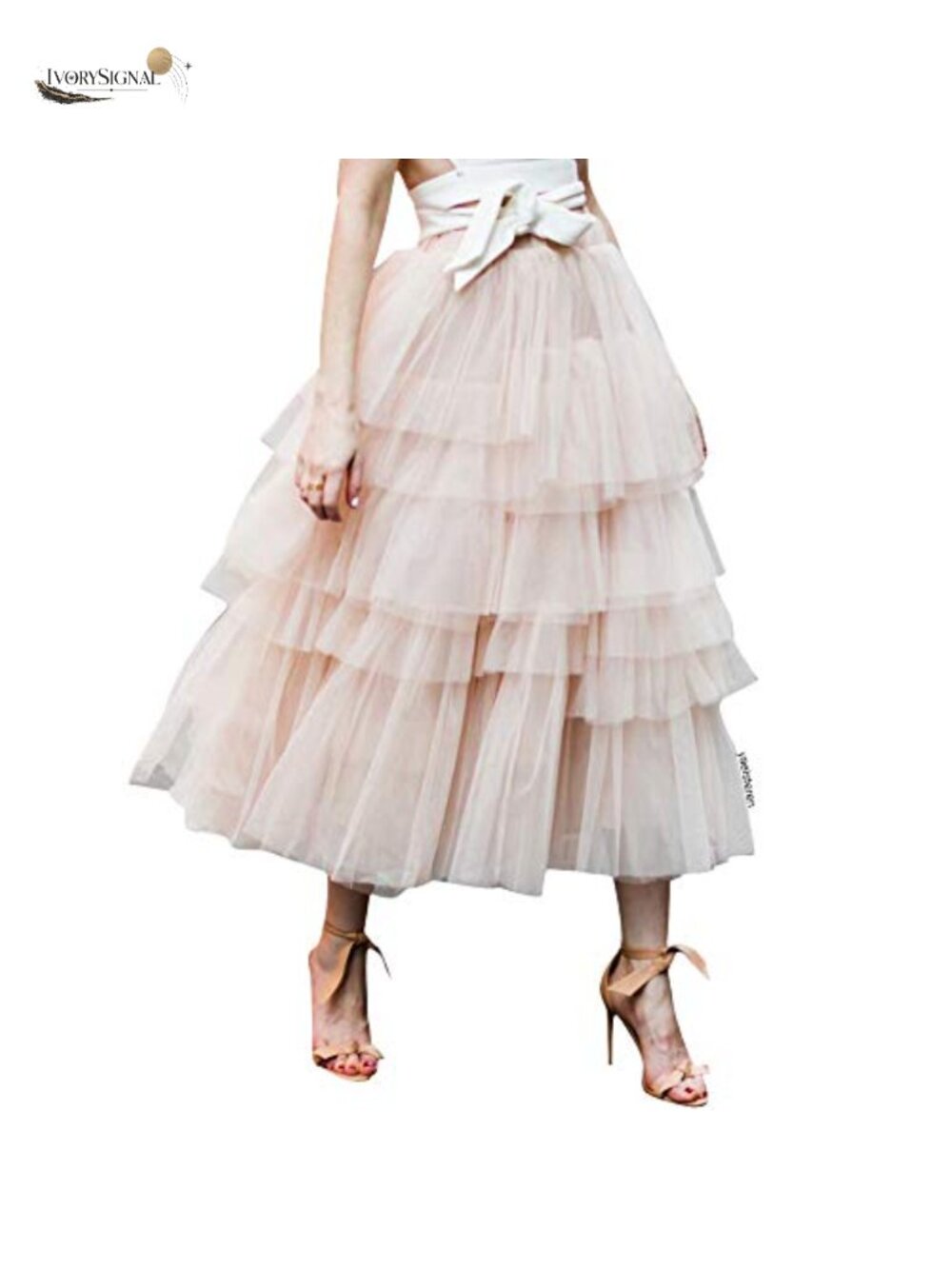 CHICWISH Tiered Layered Mesh Tulle A-Line Midi Skirt Prom Party